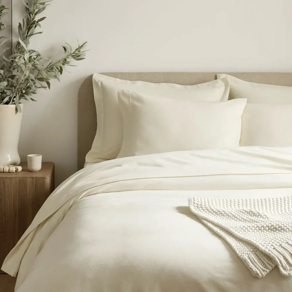 NWT Quince Luxury Organic Flannel Queen Duvet Cover in Ivory